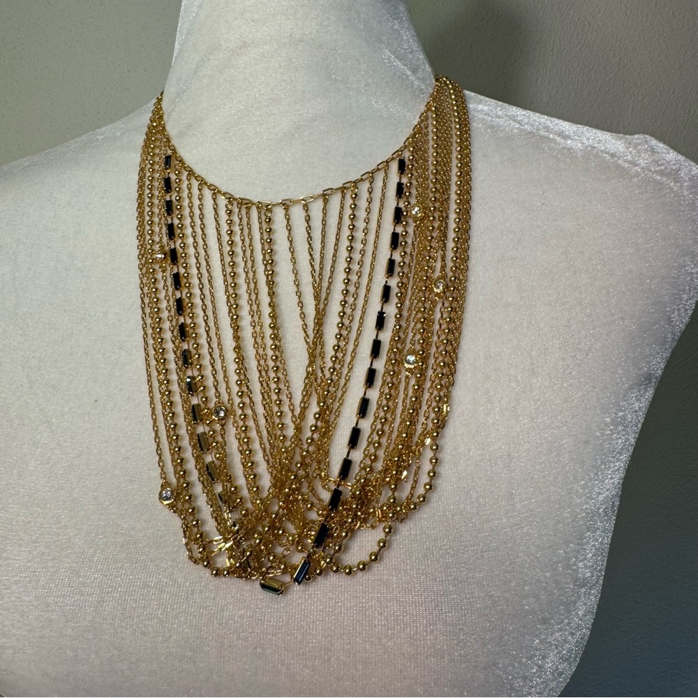 Coach Gold Multi Chain Waterfall Bib Necklace - Picture 3 of 12